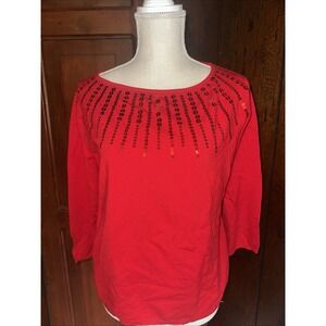 Ruby Rd.  Women's Blouse, Sz XL, Red‎ Sequins, Christmas, HOLIDAY EUC